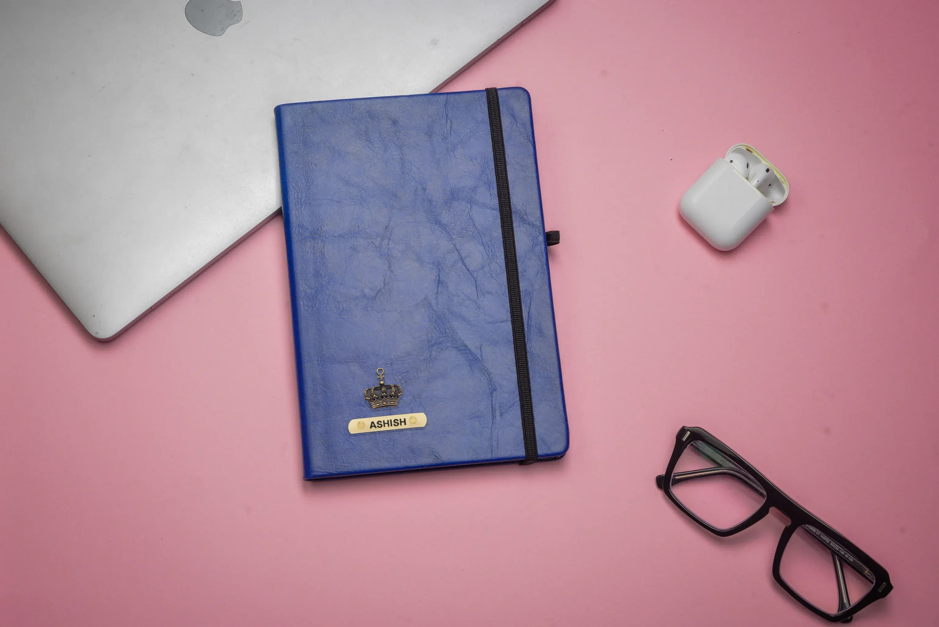 Classy Hardcover Diary   Classic Metal Pen   Classy Leather Metal Keychain - Blue