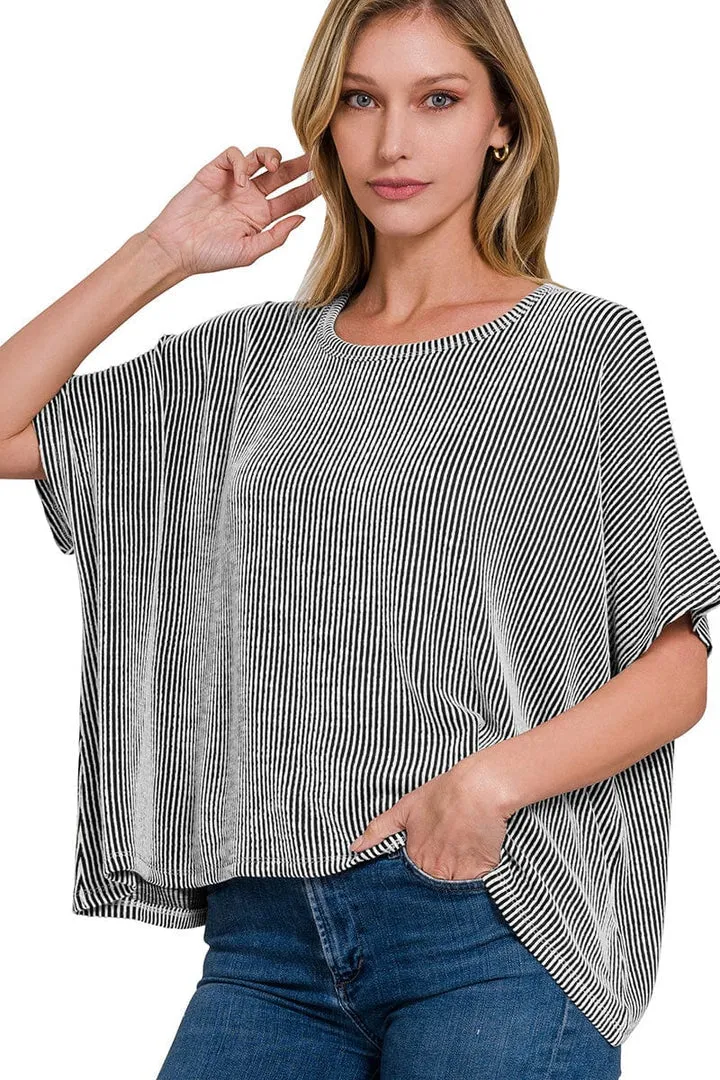 Just Right Oversized Ribbed Crop Top-Multiple Colors Available