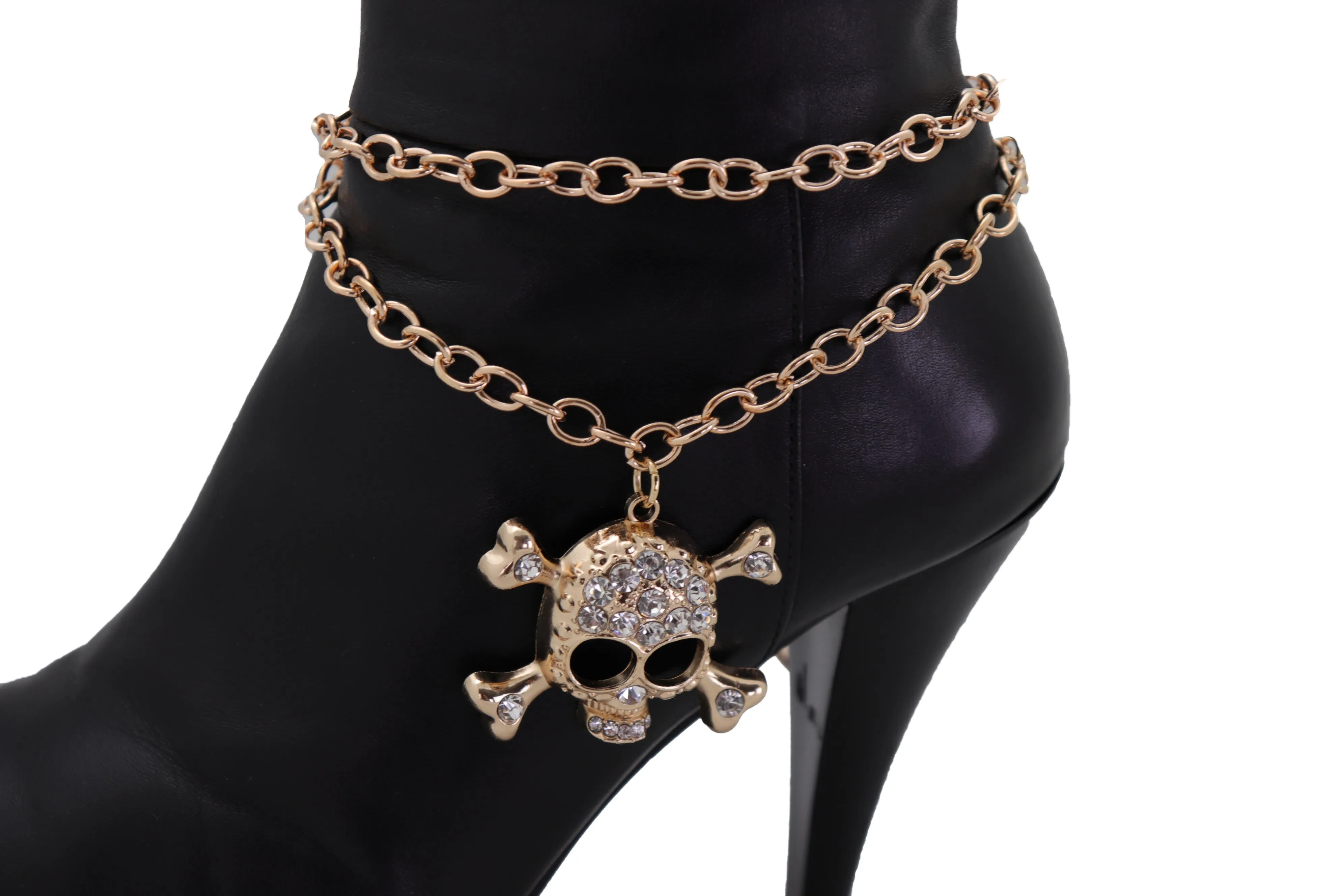 Skull & Cross Bones Skeleton Pendant Metal Boot Chain